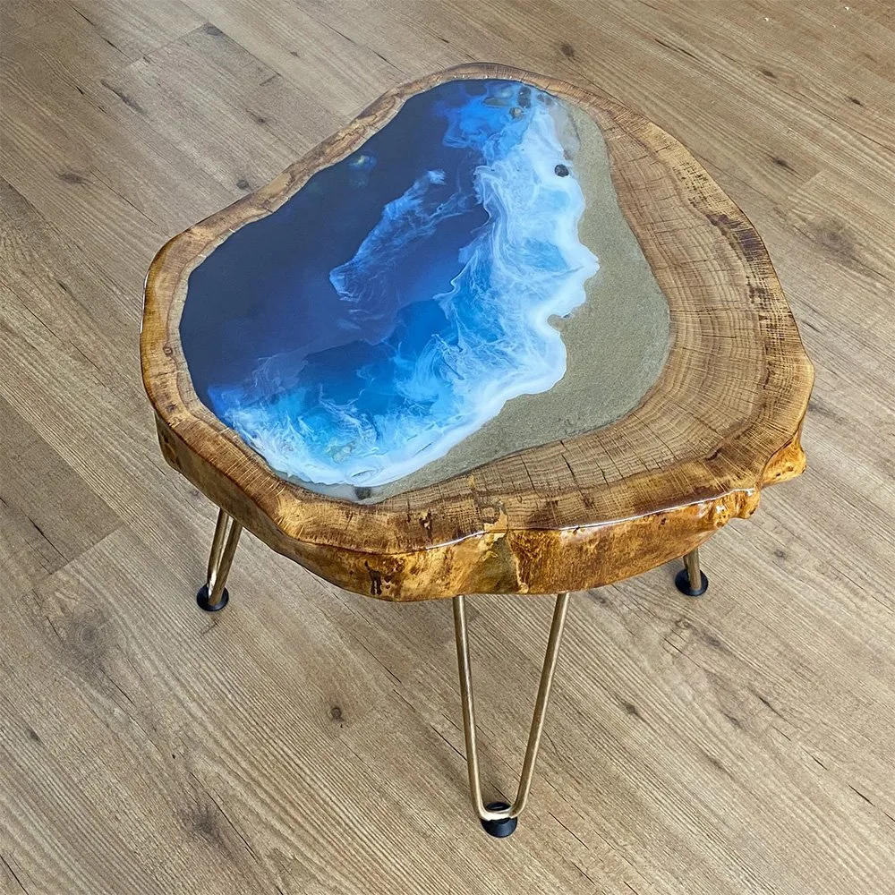 3: 1 Wood Stool Made of a Large Number of Potting Crystal Ab Glue Transparent Epoxy Resin for Table Coating